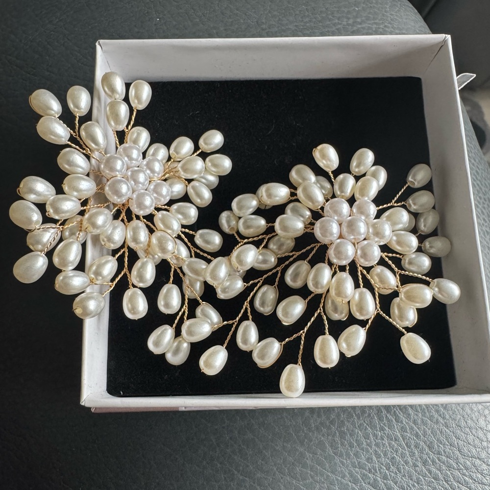Wedding bridal firework style pearl earrings